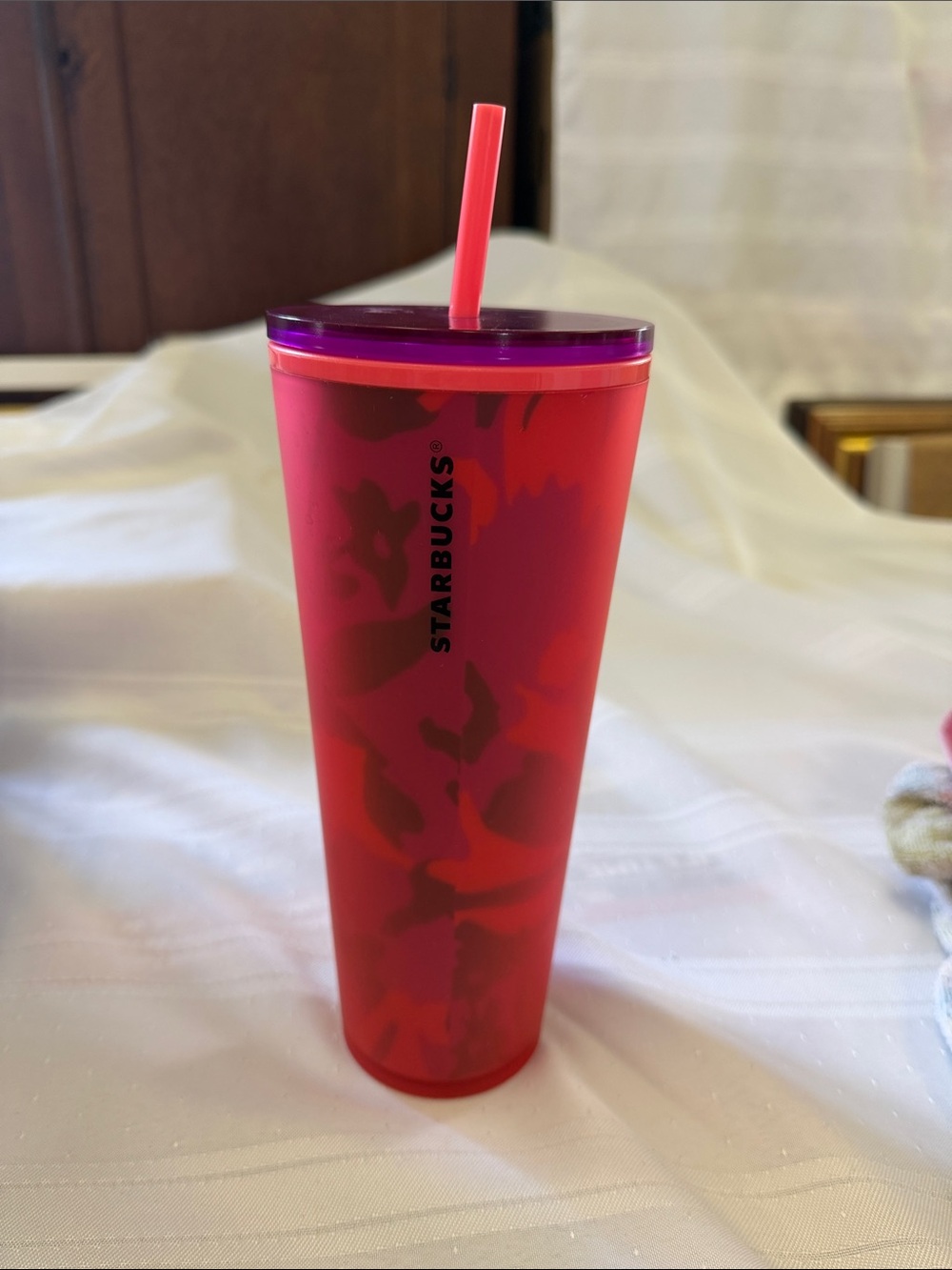Starbucks Red Pink Ombre Tumbler with Straw